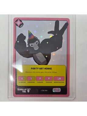 GORILLA TAG PARTY HAT MONKE TRADING CARD 30,700 HOLO PINK